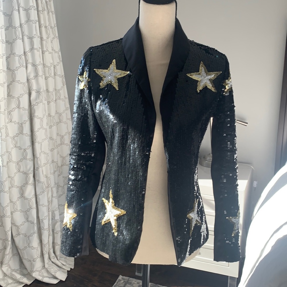 L’AGENCE satin and sequin star blazer